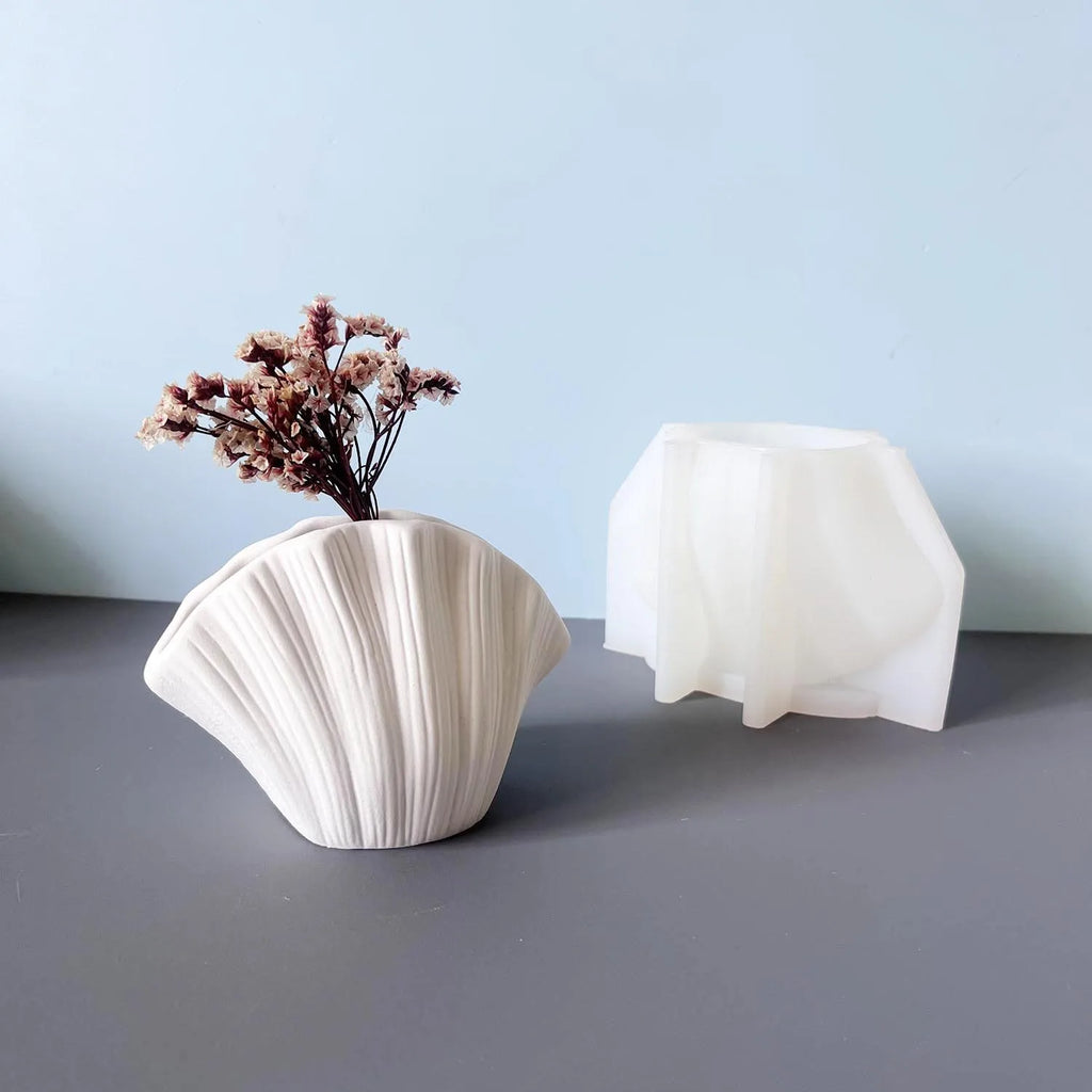 Shell Vase Silicone Mold – DIY Plaster Cement Flower Vase