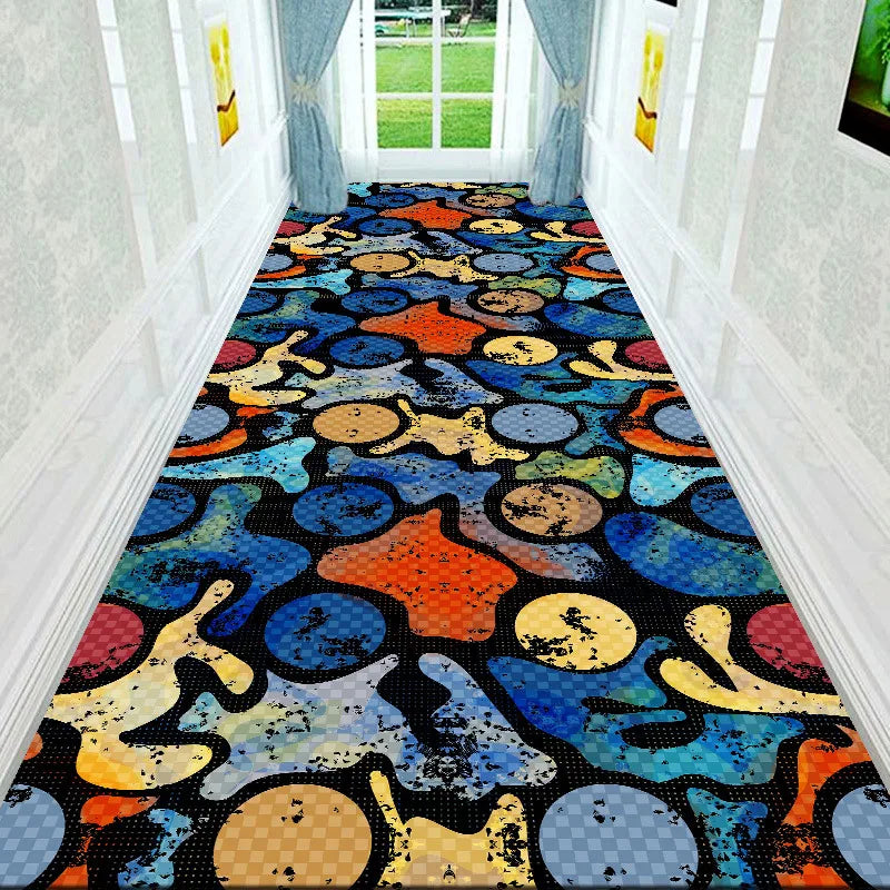 2D Floral Runner Rug – Anti-Slip Hallway & Corridor Carpet