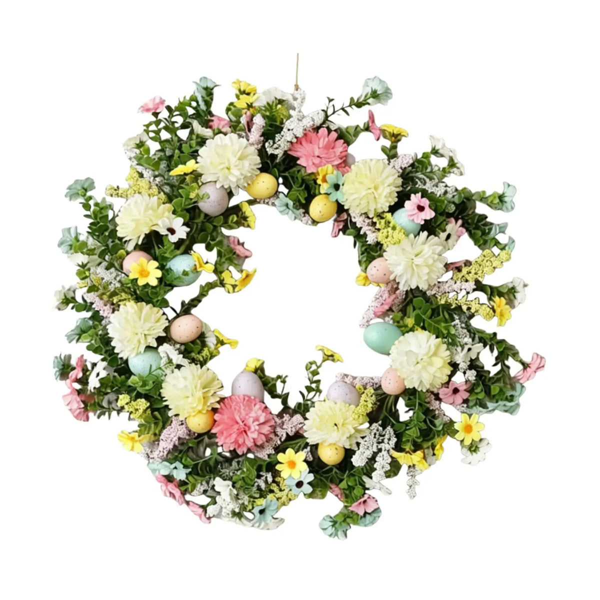 Artificial Easter Egg Wreath – Multicolor Spring Flower Decor