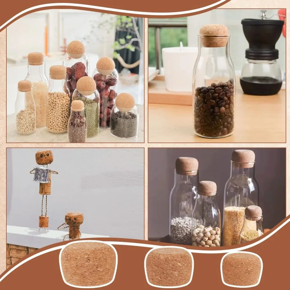 12-Piece Wooden Tapered Cork Bottle Stoppers – 3 Sizes