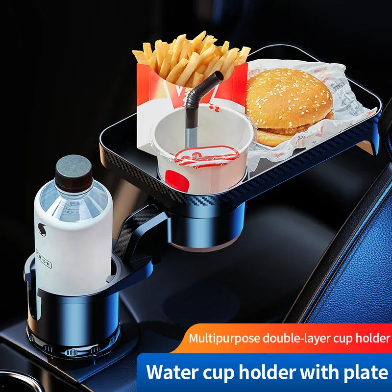 360° Rotating Car Cup Holder Extender & Dining Tray