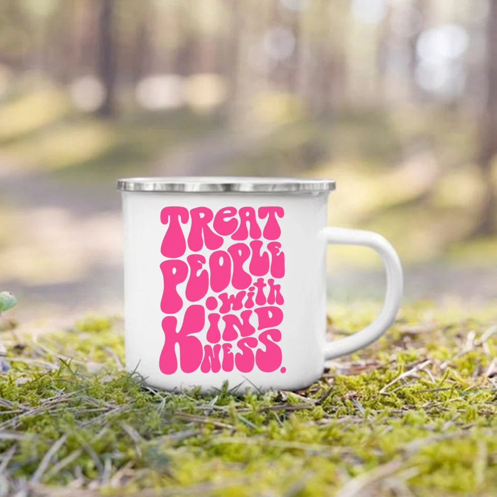 Treat People with Kindness Vintage Enamel Coffee Mug