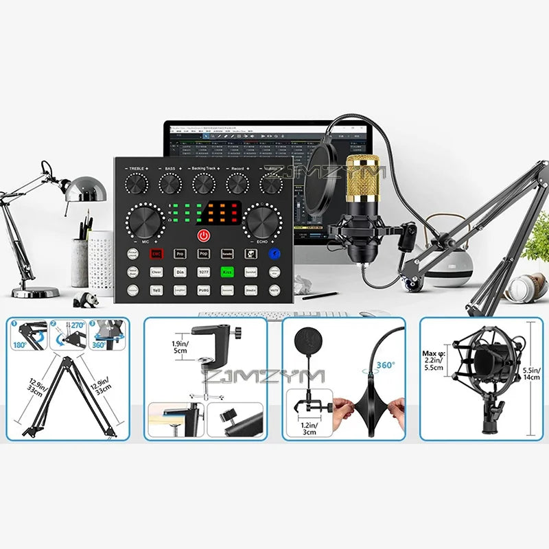 V8S Microphone Kit & Sound Card for PC/Phone Streaming