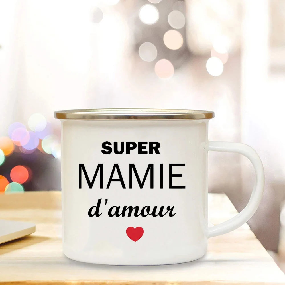 Super Mamie I Love You Enamel Mug | Grandmother Gift Mug