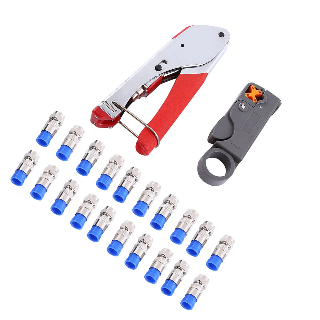 RG6/RG59 Coaxial Cable Stripper & Compression Crimping Tool Kit