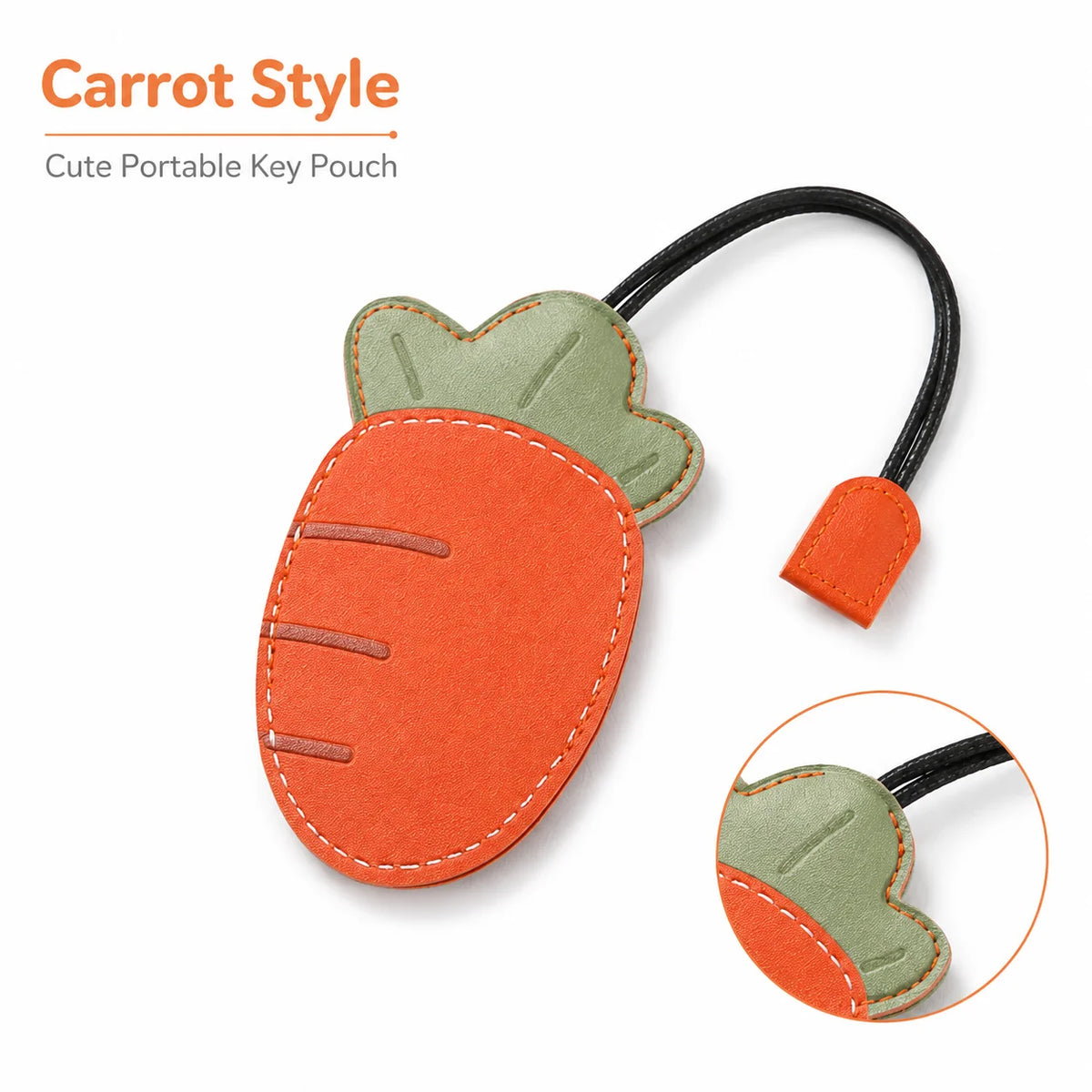 Cute Cartoon PU Leather Pull-Out Key Bag – Large Capacity