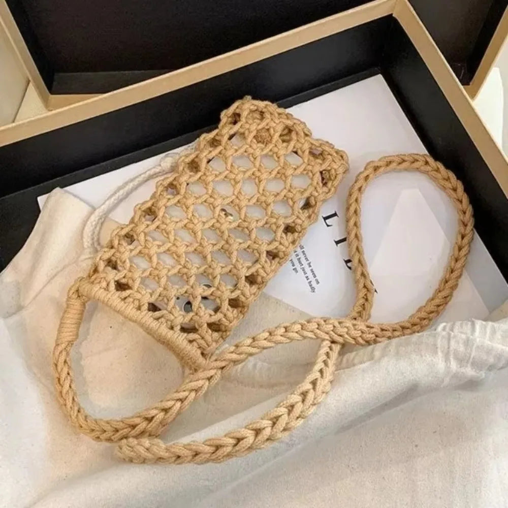 Woven Crochet Crossbody Phone Bag – Lightweight Shoulder Purse