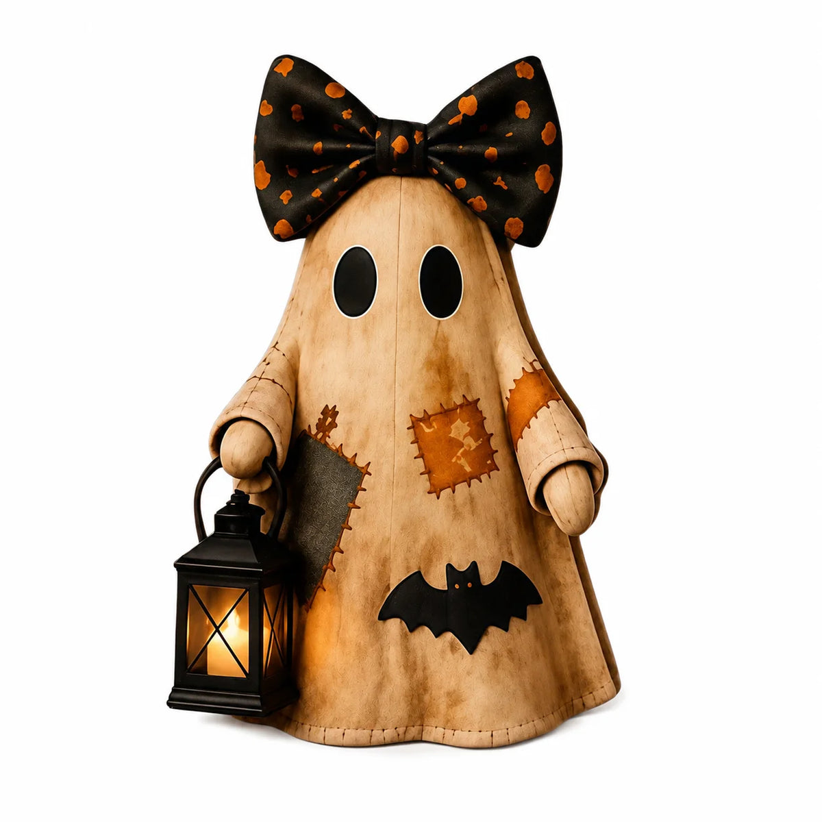 Wooden Halloween Ghost & Pumpkin Rustic Table Decor Ornament
