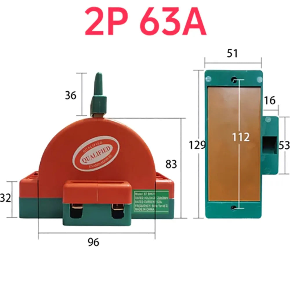 2-Pole DPDT Knife Disconnect Switch 32A/63A/100A AC 220V