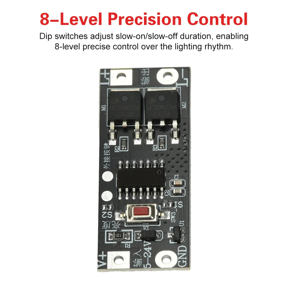 100W LED Dimmer Module – 8-Step Fade Control, 5–24V