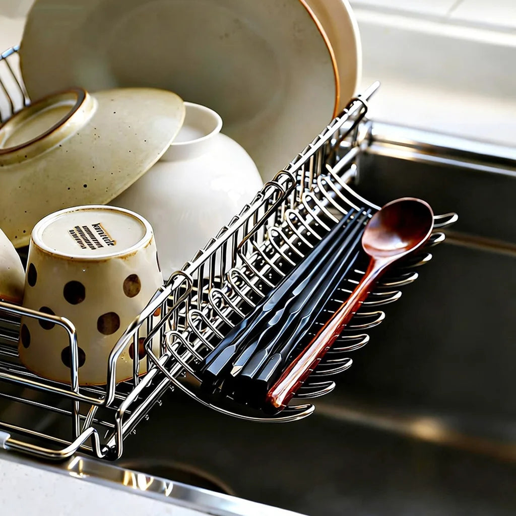 No-Drill Stainless Steel Sink Hanging Organizer & Draining Rack