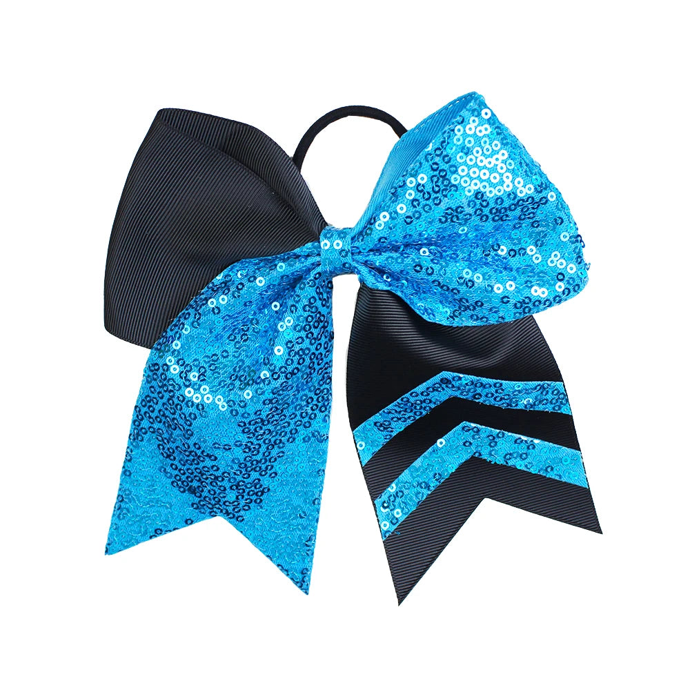20-Pack 8" Glitter Cheer Bow Ponytail Hairbands | Handmade