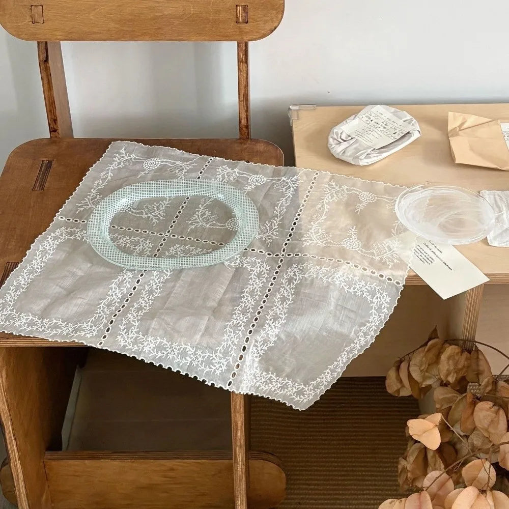 Floral Embroidered Lace Placemat – French Style Table Coaster