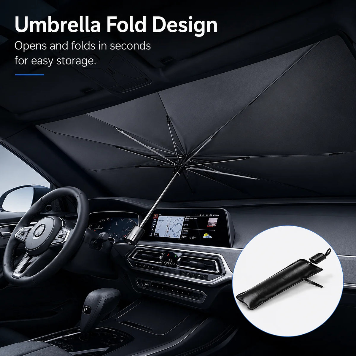 Foldable Car Windshield Sunshade 140×79cm | UV Heat Shield