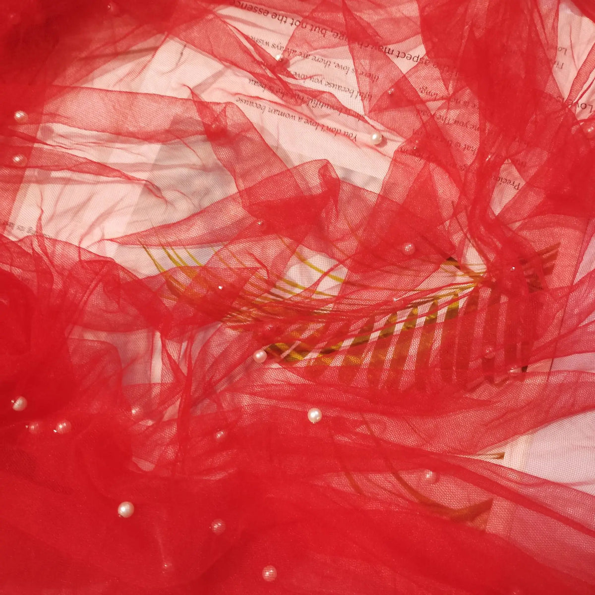 Pearl Tulle Fabric – Soft Mesh Yarn for Weddings & DIY Decor
