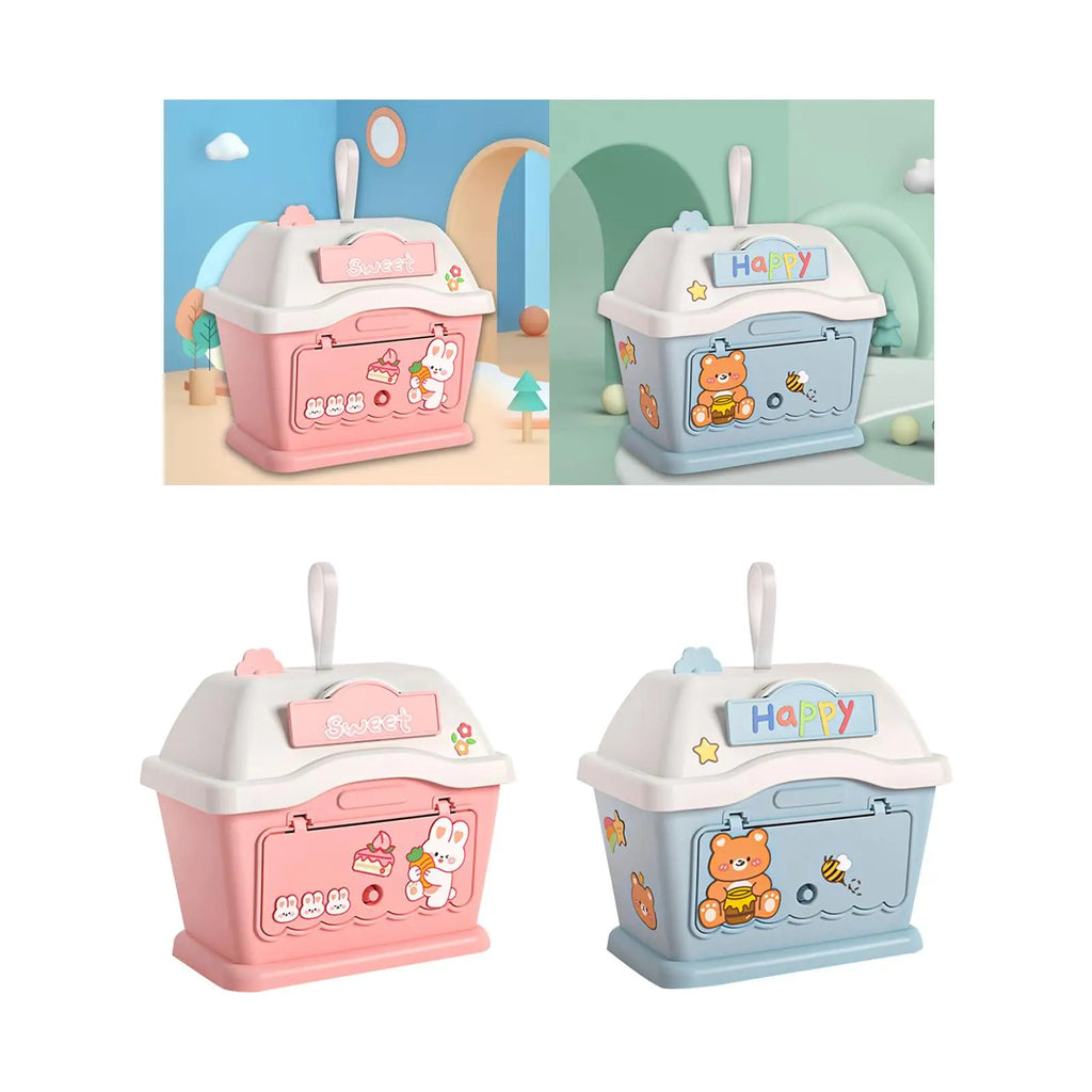 House Piggy Bank with DIY Stickers & Key – Kids Money Box