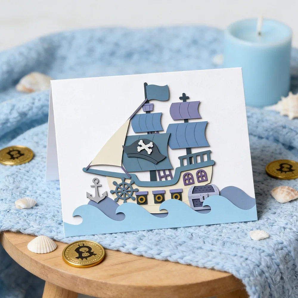 Sailing Ship Metal Cutting Dies – Pirate & Sailboat Stencils