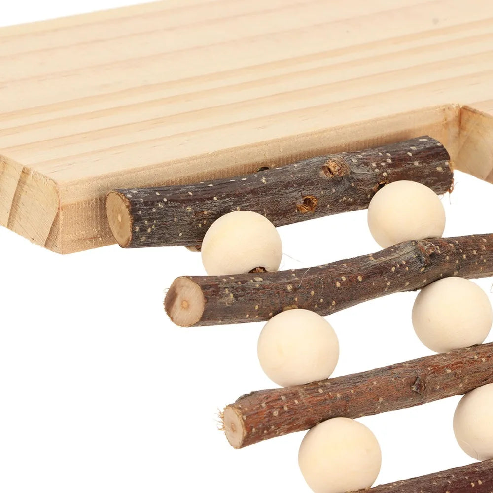 Wooden Hamster Climbing Toy – Rotatable Ladder & Platform Set