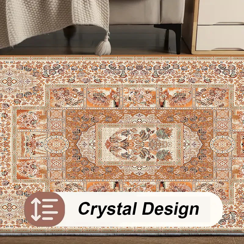 RAKKS Boho Floral Crystal Velvet Area Rug – Anti-Slip Carpet