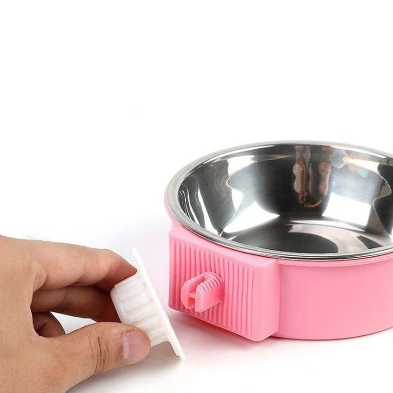 Stainless Steel Hanging Pet Bowl – Cage-Mount Dog & Cat Feeder