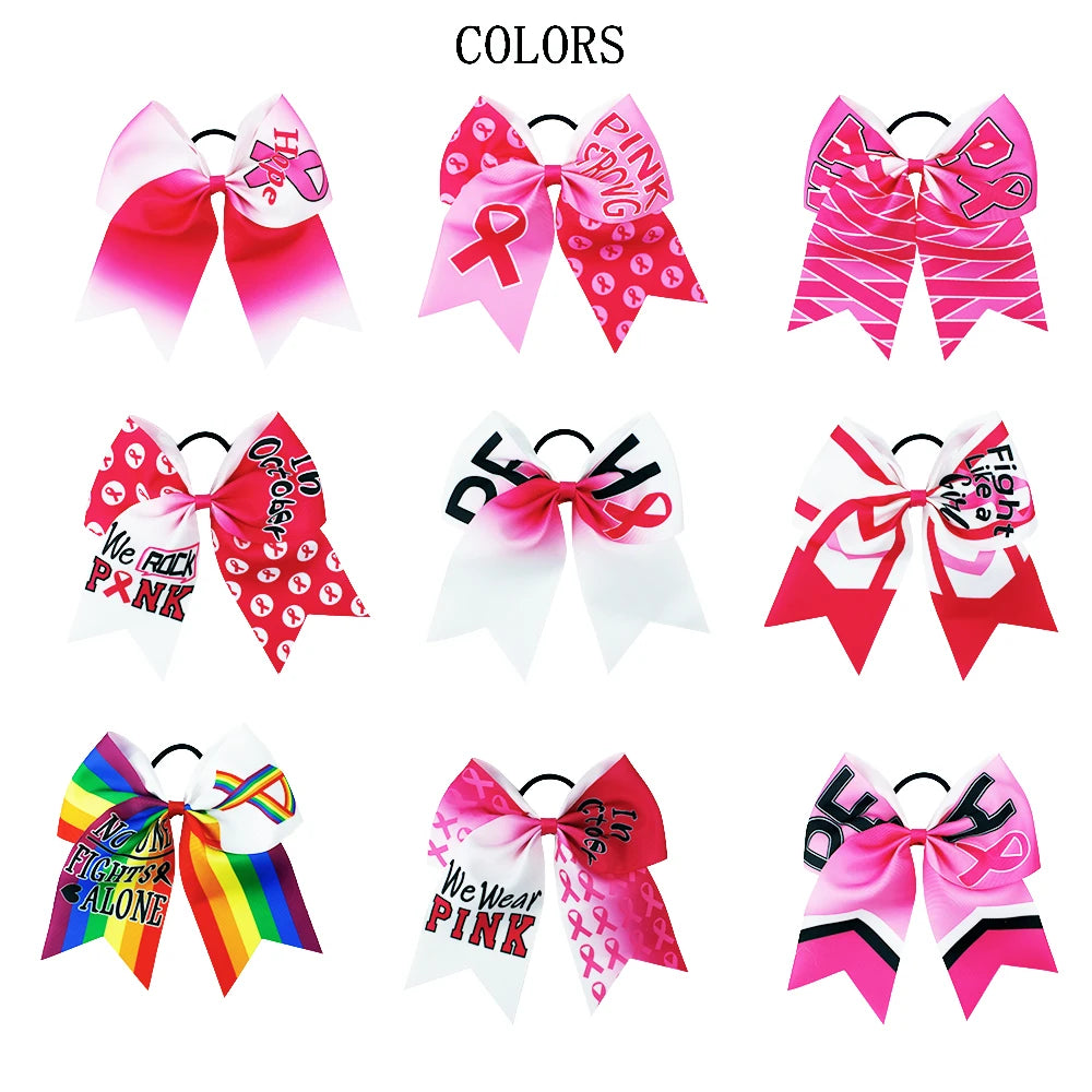 20-Pack 8" Pink Ribbon Cheer Bow Hair Ties for Girls & Women