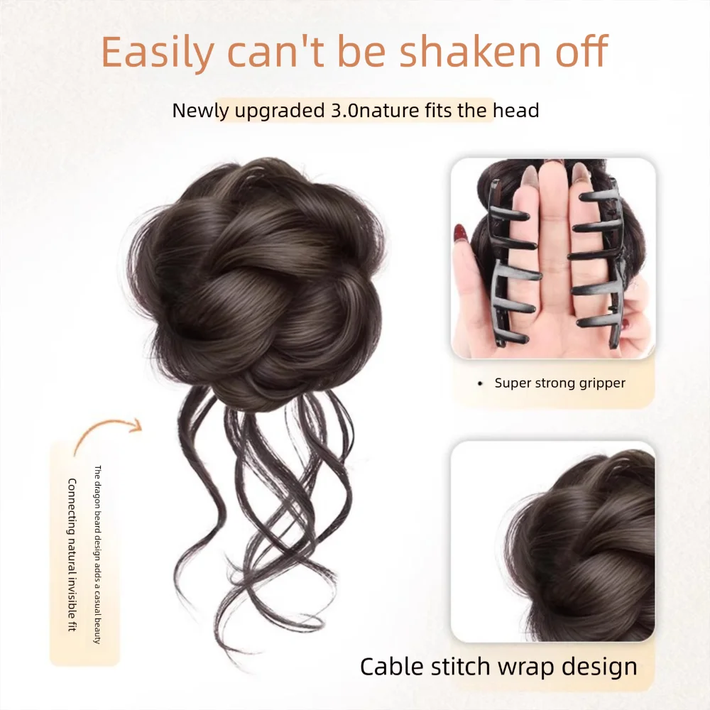 Synthetic Hair Bun Claw Clip – Fluffy Hairpiece for Women