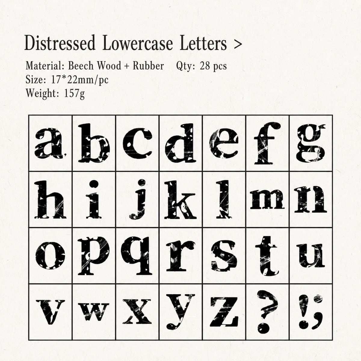 Vintage Broken Style Wooden Rubber Stamp Set – Letters & Numbers