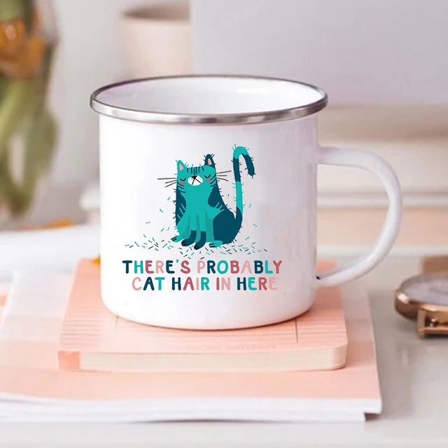 "6 Signs You're Secretly a Cat" Funny Enamel Coffee Mug