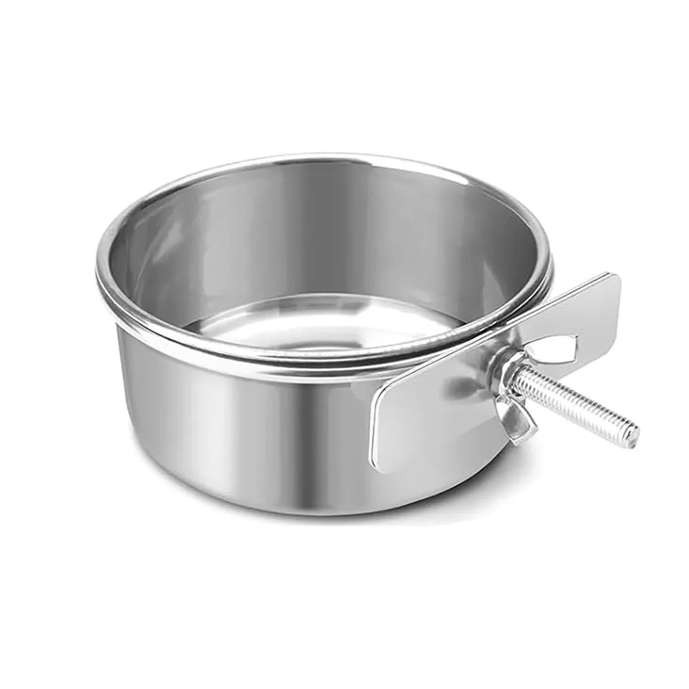Stainless Steel Hanging Cage Bowl – Bird & Small Pet Feeder