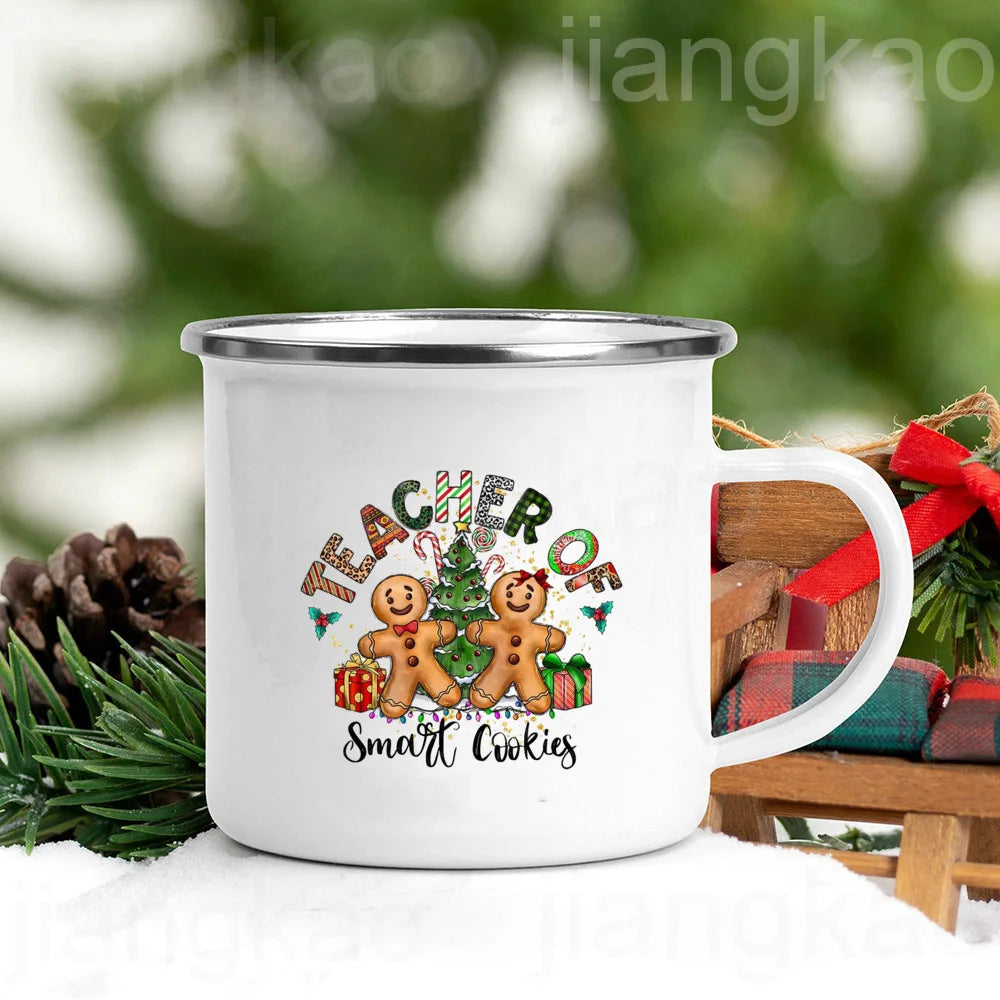 Teacher Christmas Enamel Mug – Smartest Cookies Holiday Gift