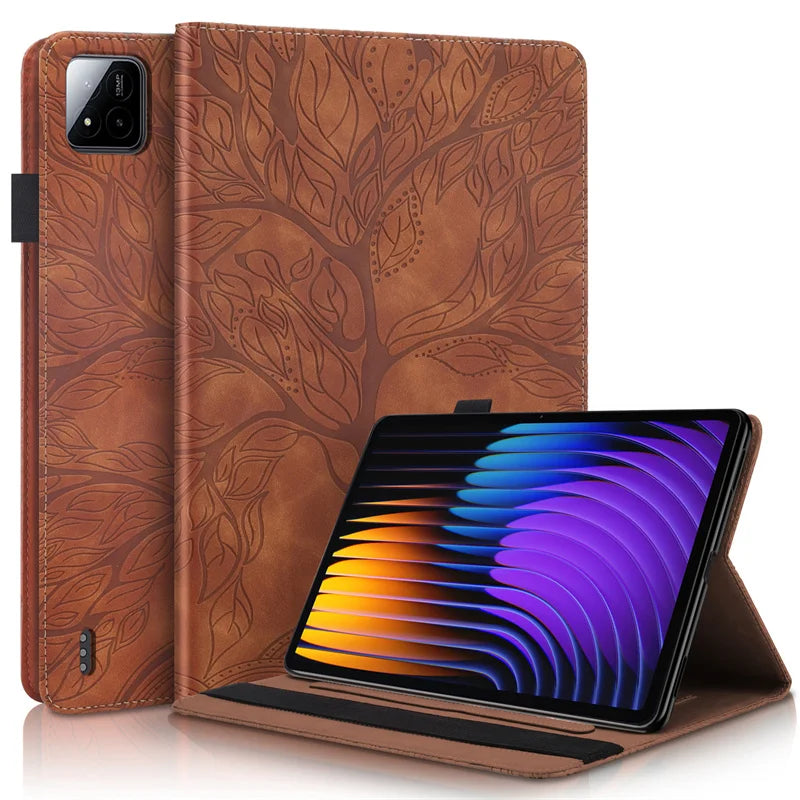 Xiaomi Pad 7 Case 11.2" Embossed Tree Flip Wallet Stand Cover