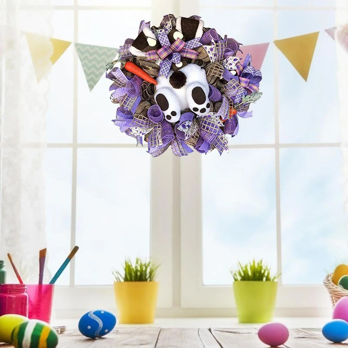 Easter Bunny Wreath Wall Decals & Garland Stickers | Home Decor