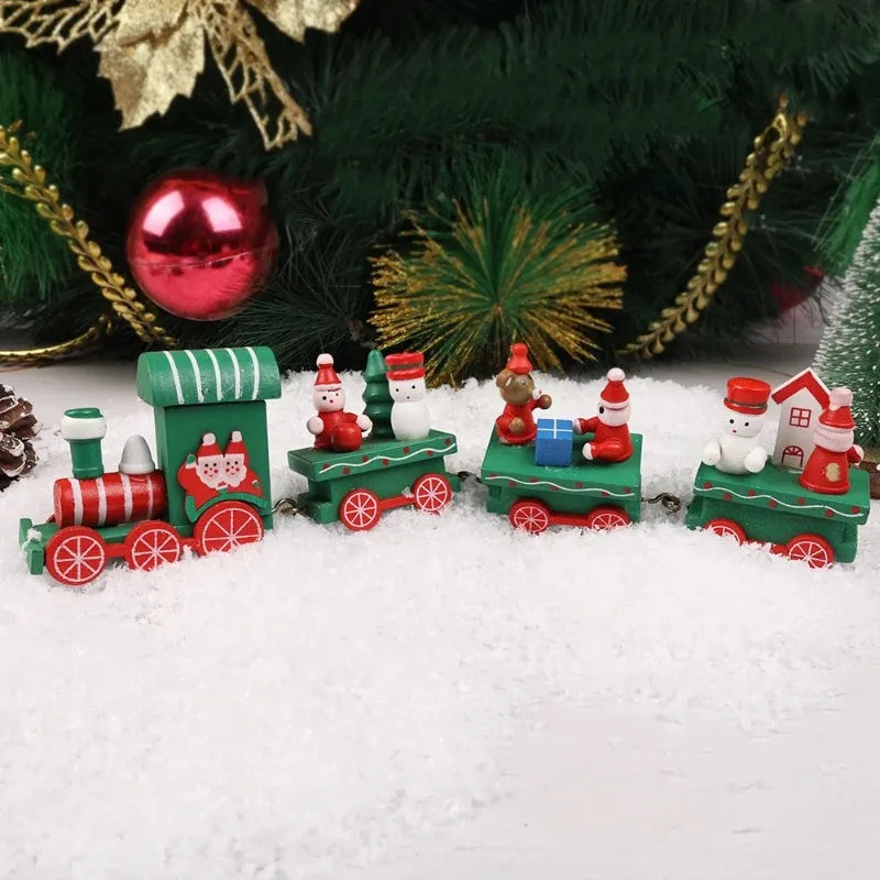 Wooden Christmas Train Ornament – Festive Desktop Décor Gift