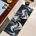 Black White Abstract Runner Rug – Non-Slip Washable Mat