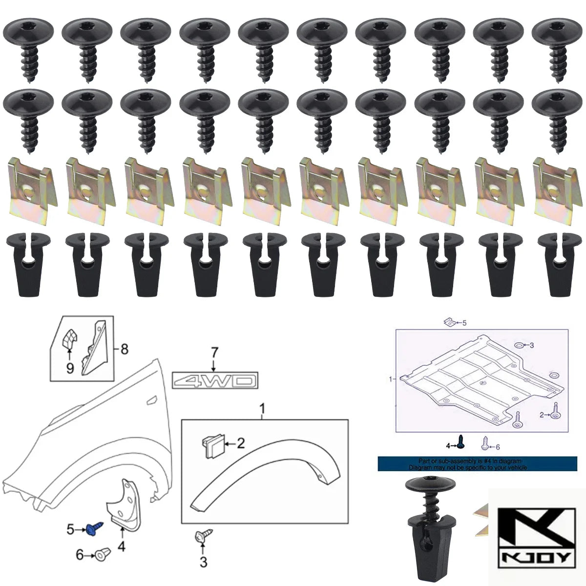 Wheel Arch Torx Screws & Nut Clips – VW Audi N90974701