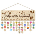 Wood Birthday Calendar Wall Hanging Board with Hemp Rope & Tags