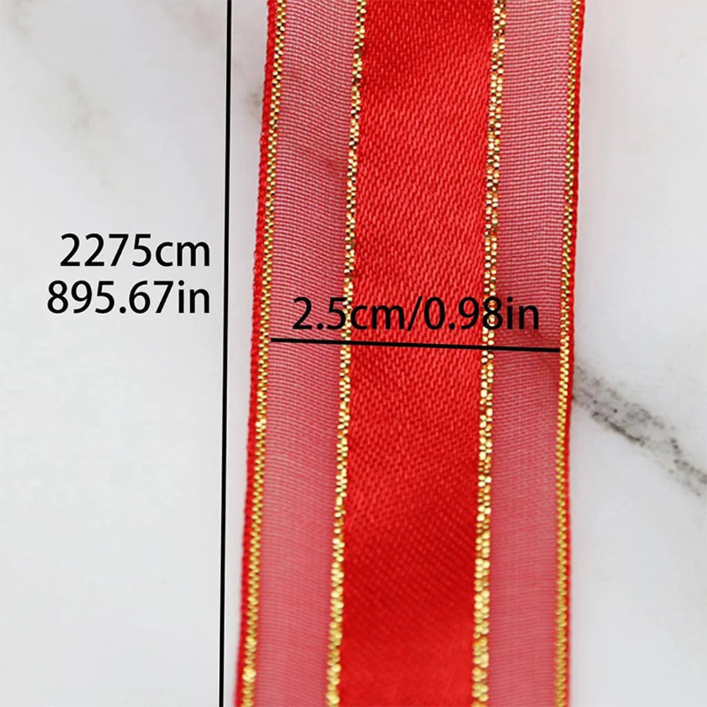 25mm Gold Edge Satin Ribbon – 25 Yards | Wedding & Gift Wrap