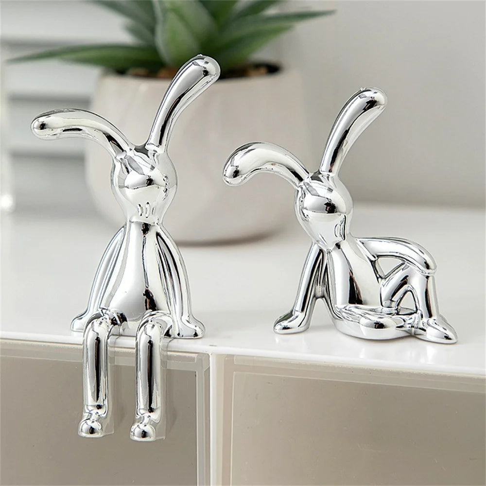 Long-Eared Rabbit Figurine | Easter Bunny Resin Statue Decor