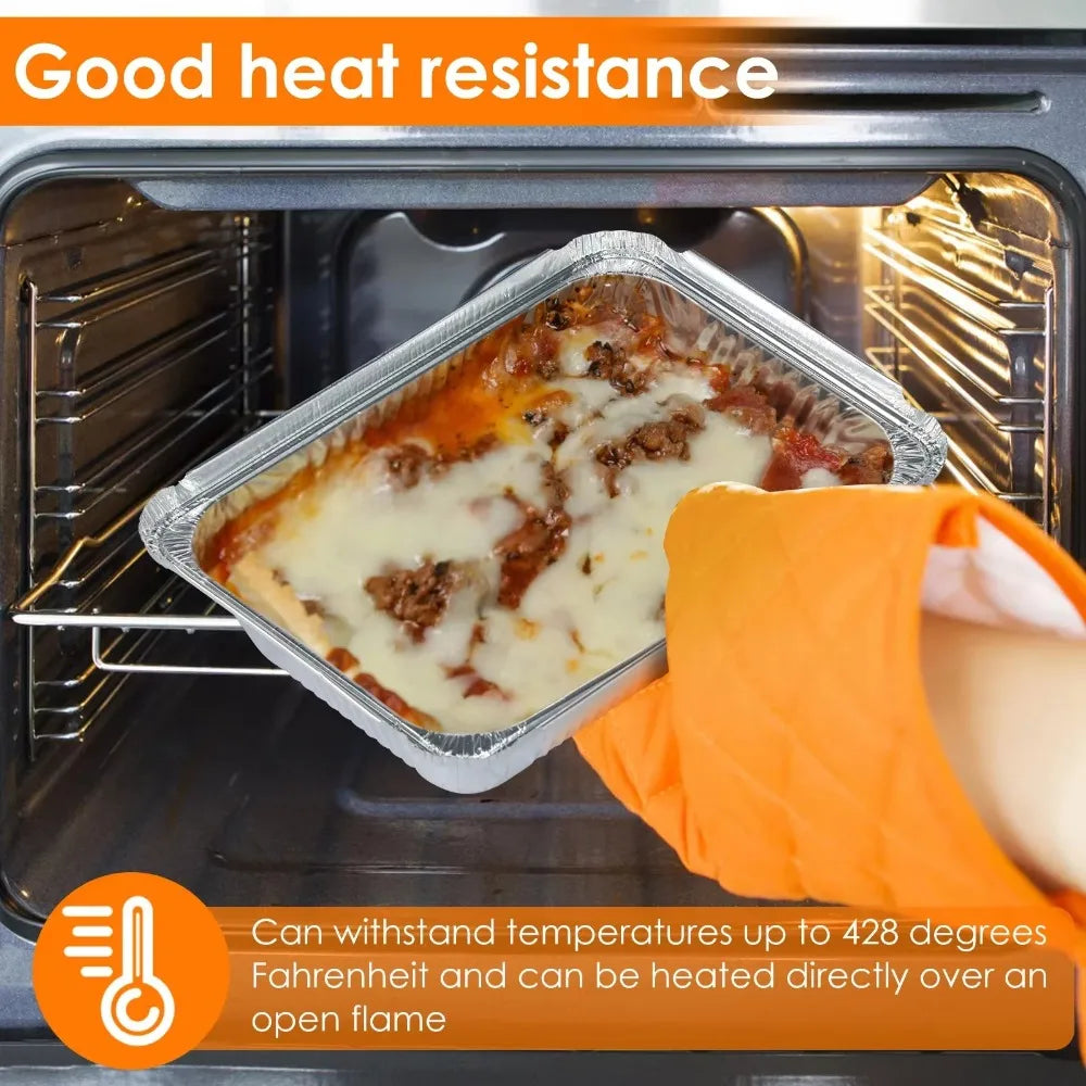 10-Pack Disposable Aluminum Foil Baking Trays with Lids