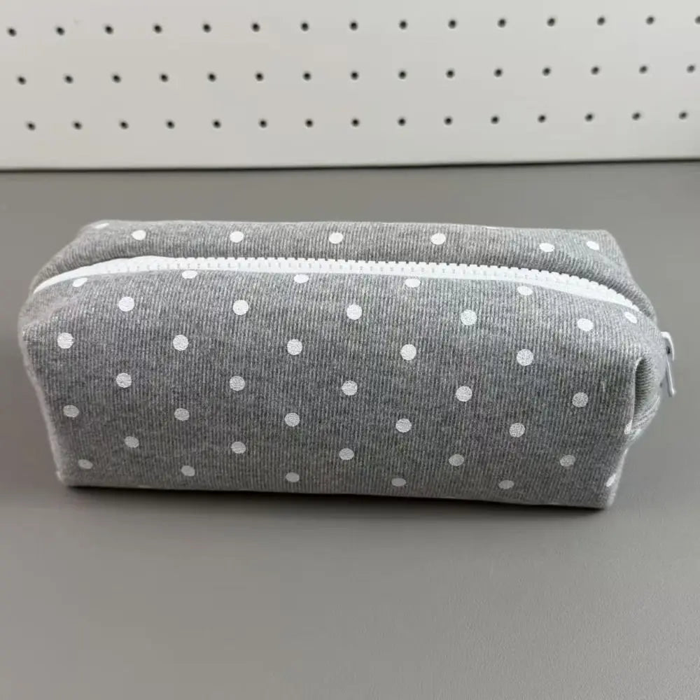 Large Polka Dot Pencil Case – Soft Fabric Pen Bag Organizer