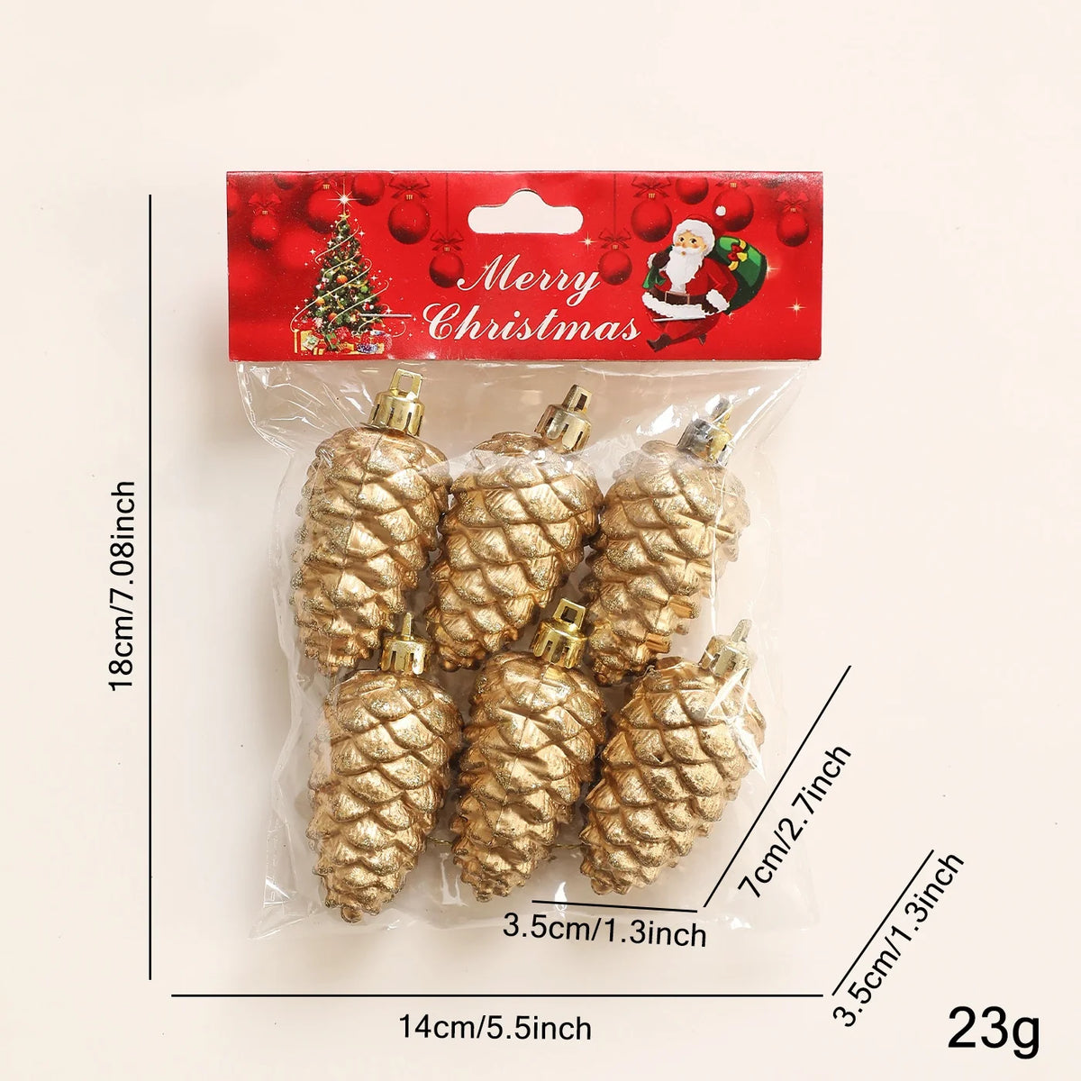 Retro Gold Glitter Christmas Pine Cone & Star Ornaments