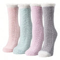 4-Pack Women's Fuzzy Thermal Crew Socks – Soft & Cozy