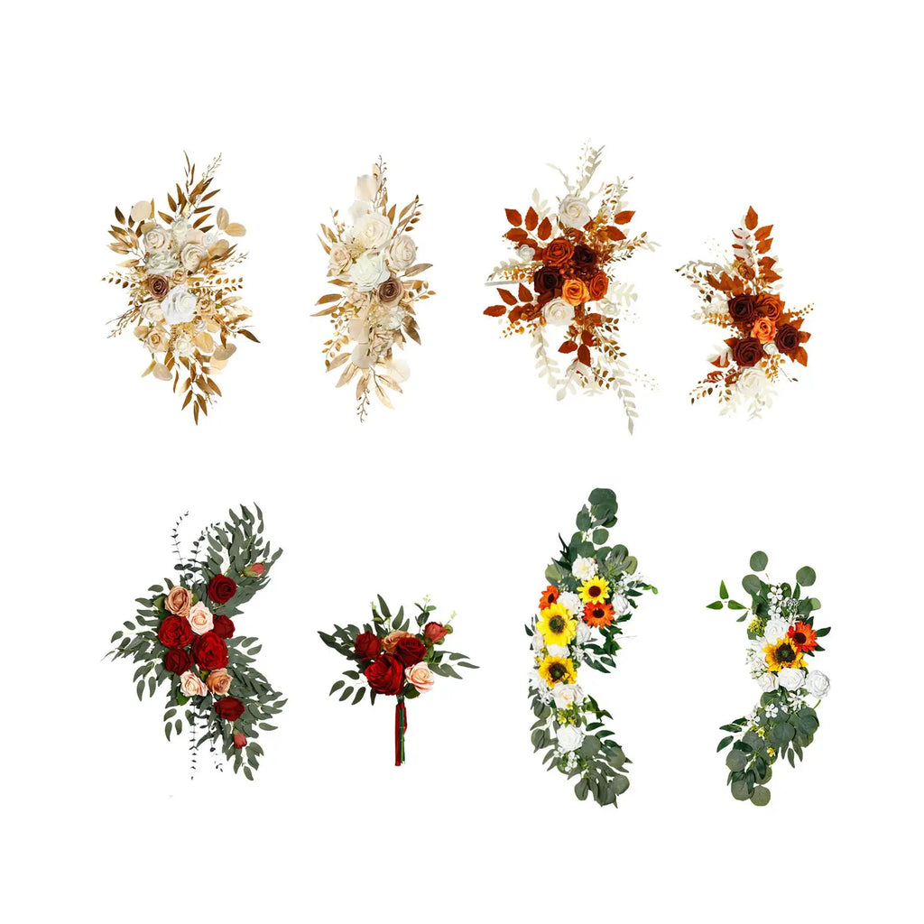 2-Piece Silk Flower Swag Wedding Arch Garland & Floral Backdrop