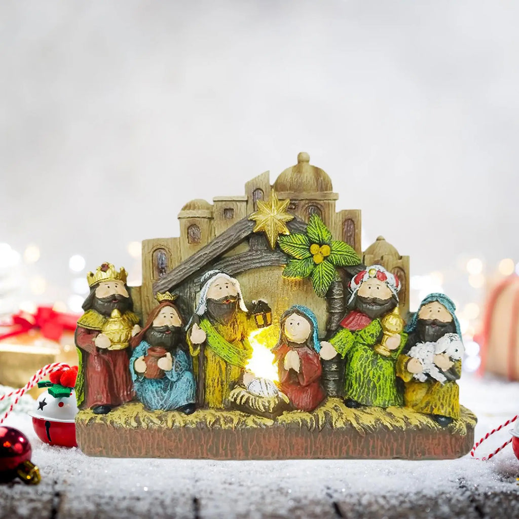 Christmas Nativity Scene Figurine Set | Resin Mantel Decor