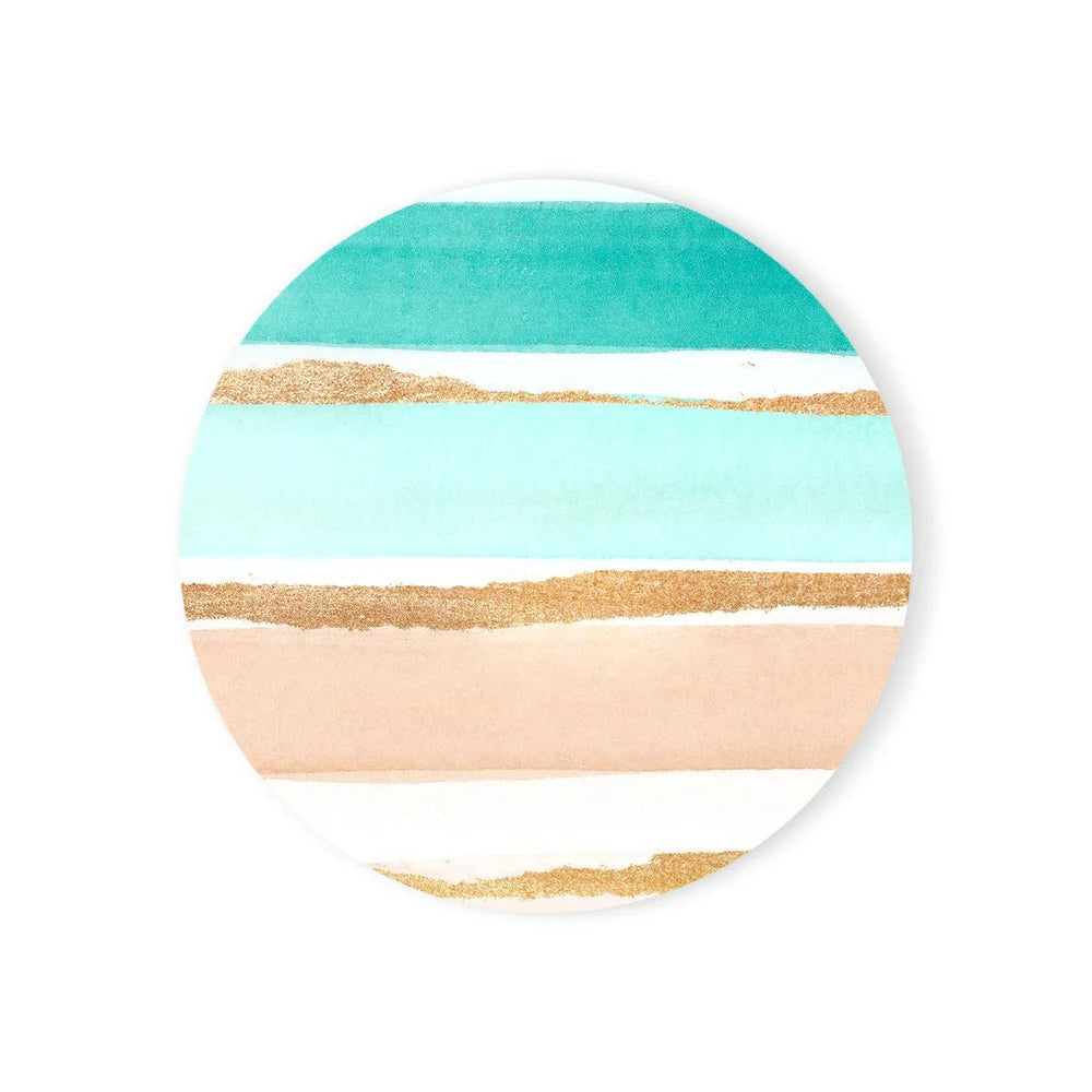 Round Absorbent Ceramic Stone Coaster with Cork Base | Marble Decor