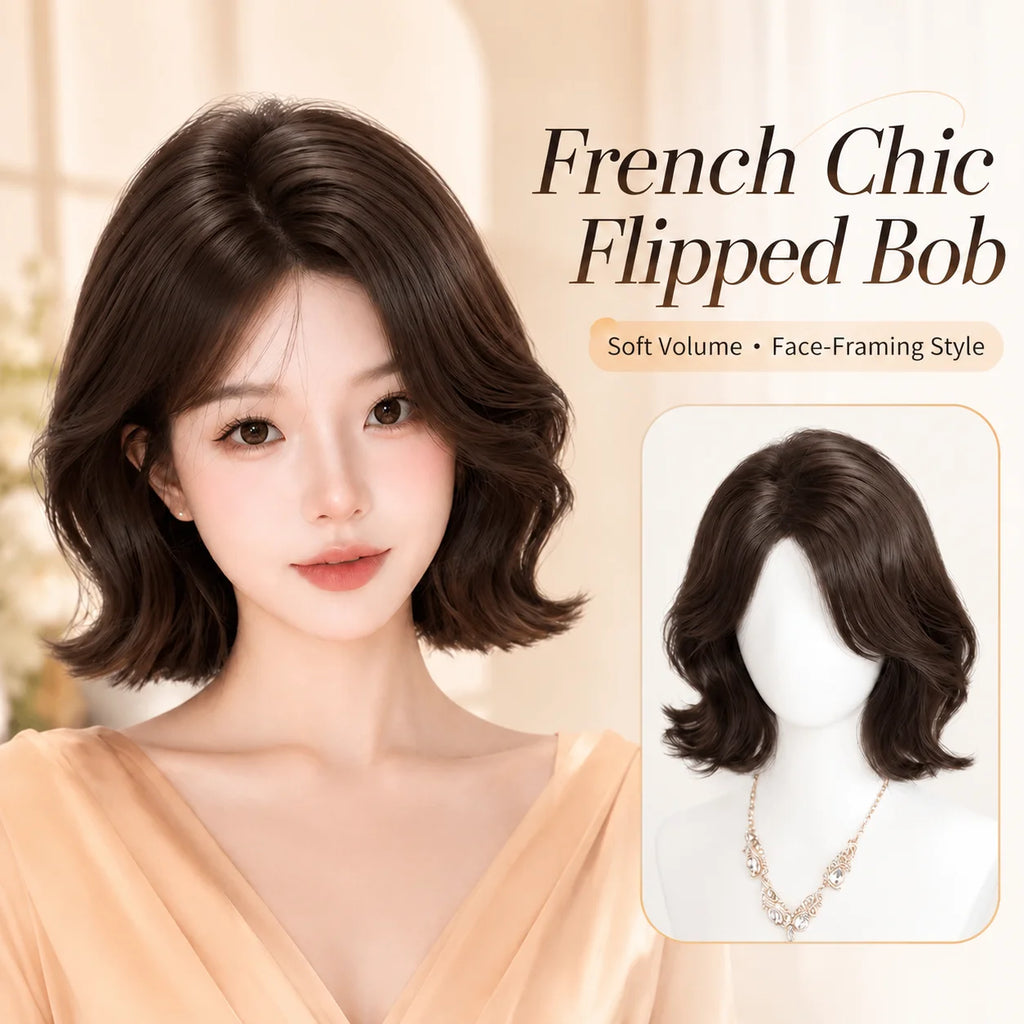 French Style Short Curly Synthetic Wig – Fluffy Face-Shaping