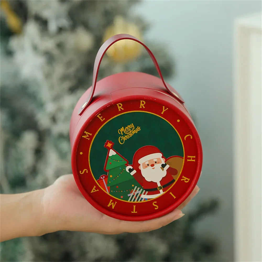 Christmas Gift Bucket Box – Festive Cardboard Box with Handle