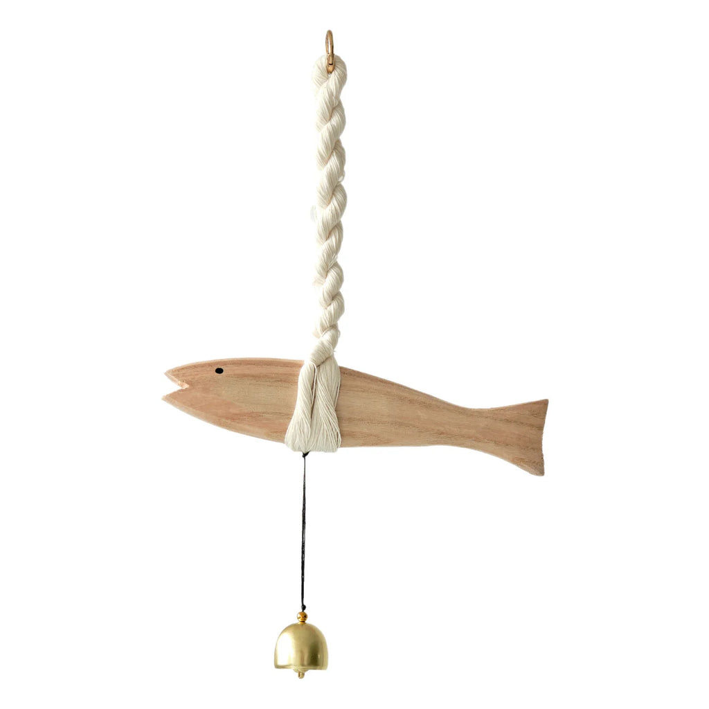 Solid Wood Fish Hanging Bell | Rustic Home & Door Ornament