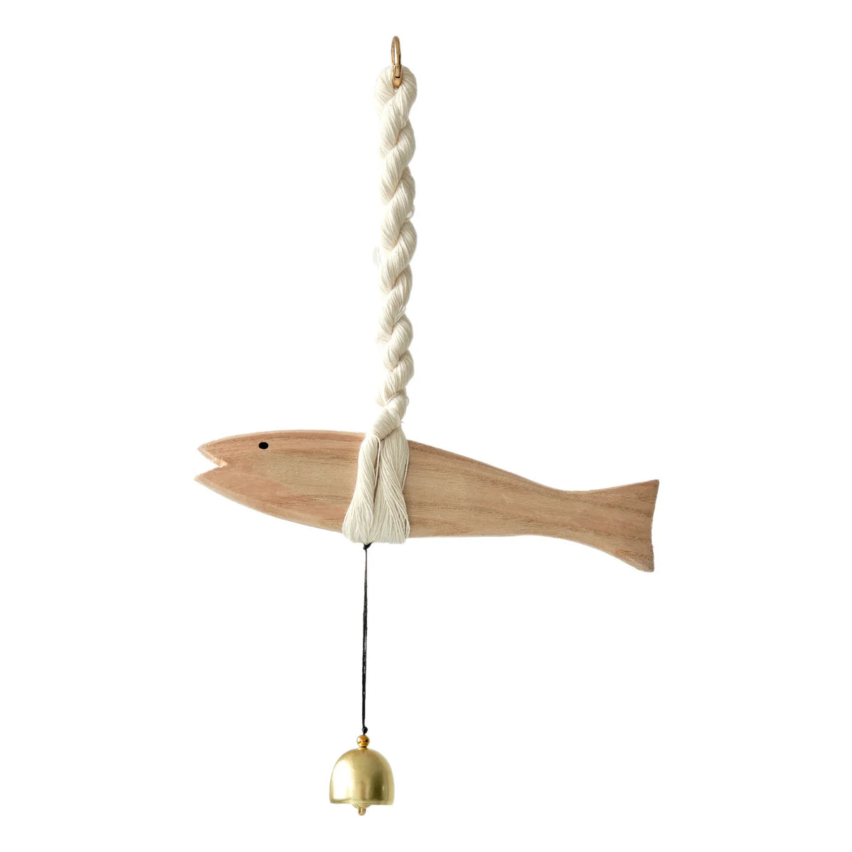 Solid Wood Fish Hanging Bell | Rustic Home & Door Ornament