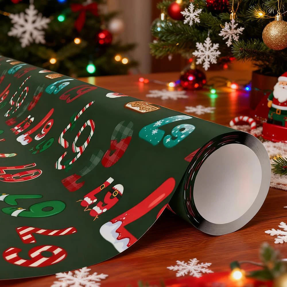 Funny "67" Christmas Wrapping Paper – Gag Gift Wrap 2 Sheets